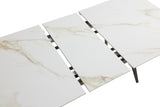 Lucia Polished Cappuccino/Gunmetal Extendable Stone Top Dining Table - Ornate Home