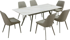 Lucia Polished Cappuccino/Gunmetal Extendable Stone Top Dining Table - Ornate Home