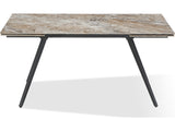 Lucia Rich Brown/Black Double Extension Stone Top Metal Leg Dining Table - Ornate Home