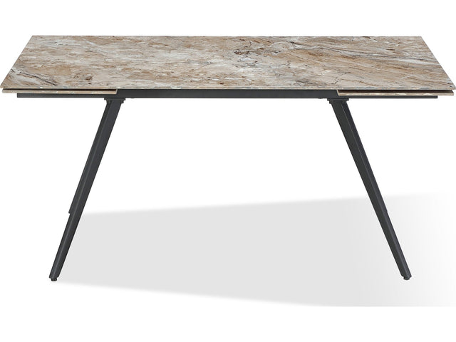 Lucia Rich Brown/Black Double Extension Stone Top Metal Leg Dining Table - Ornate Home