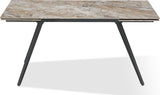 Lucia Rich Brown/Black Double Extension Stone Top Metal Leg Dining Table - Ornate Home