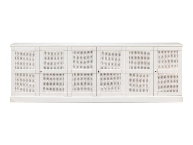 Luciana White 6 Cane Door Buffet - Ornate Home