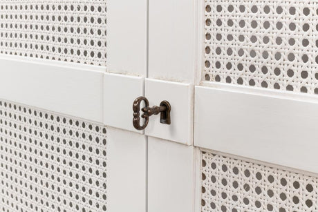 Luciana White 6 Cane Door Buffet - Ornate Home