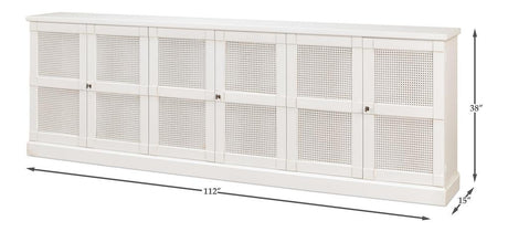 Luciana White 6 Cane Door Buffet - Ornate Home