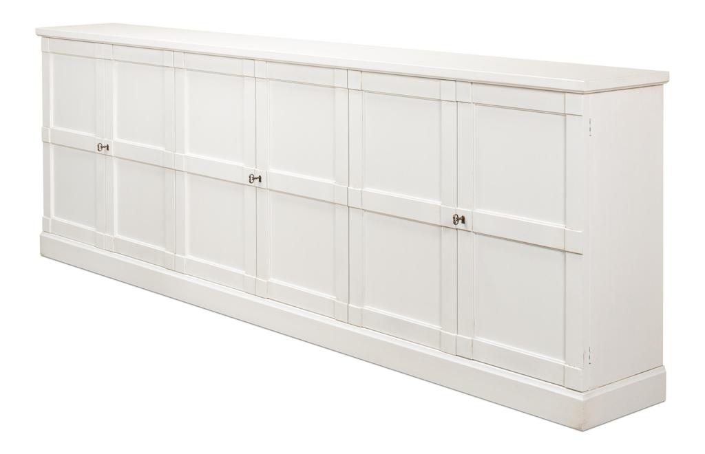 Luciana White 6 Wood Door Buffet - Ornate Home