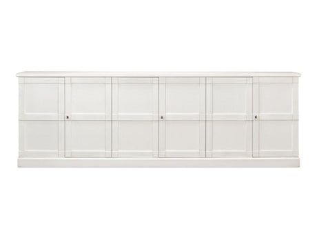 Luciana White 6 Wood Door Buffet - Ornate Home