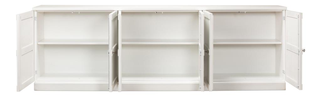 Luciana White 6 Wood Door Buffet - Ornate Home