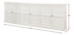 Luciana White 6 Wood Door Buffet - Ornate Home