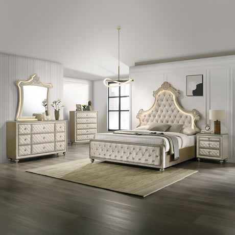 Lucienne Beige Eastern King Bed - Ornate Home