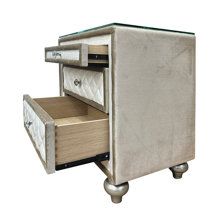 Lucienne Beige Nightstand - Ornate Home