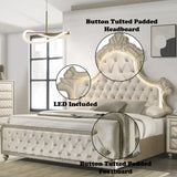 Lucienne Beige Queen Bed - Ornate Home