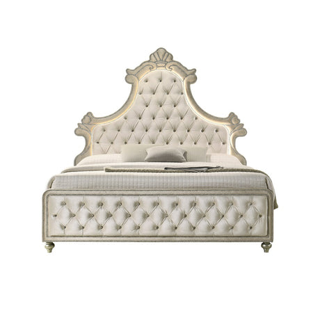 Lucienne Beige Queen Bed - Ornate Home