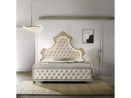 Lucienne Beige Queen Bed - Ornate Home