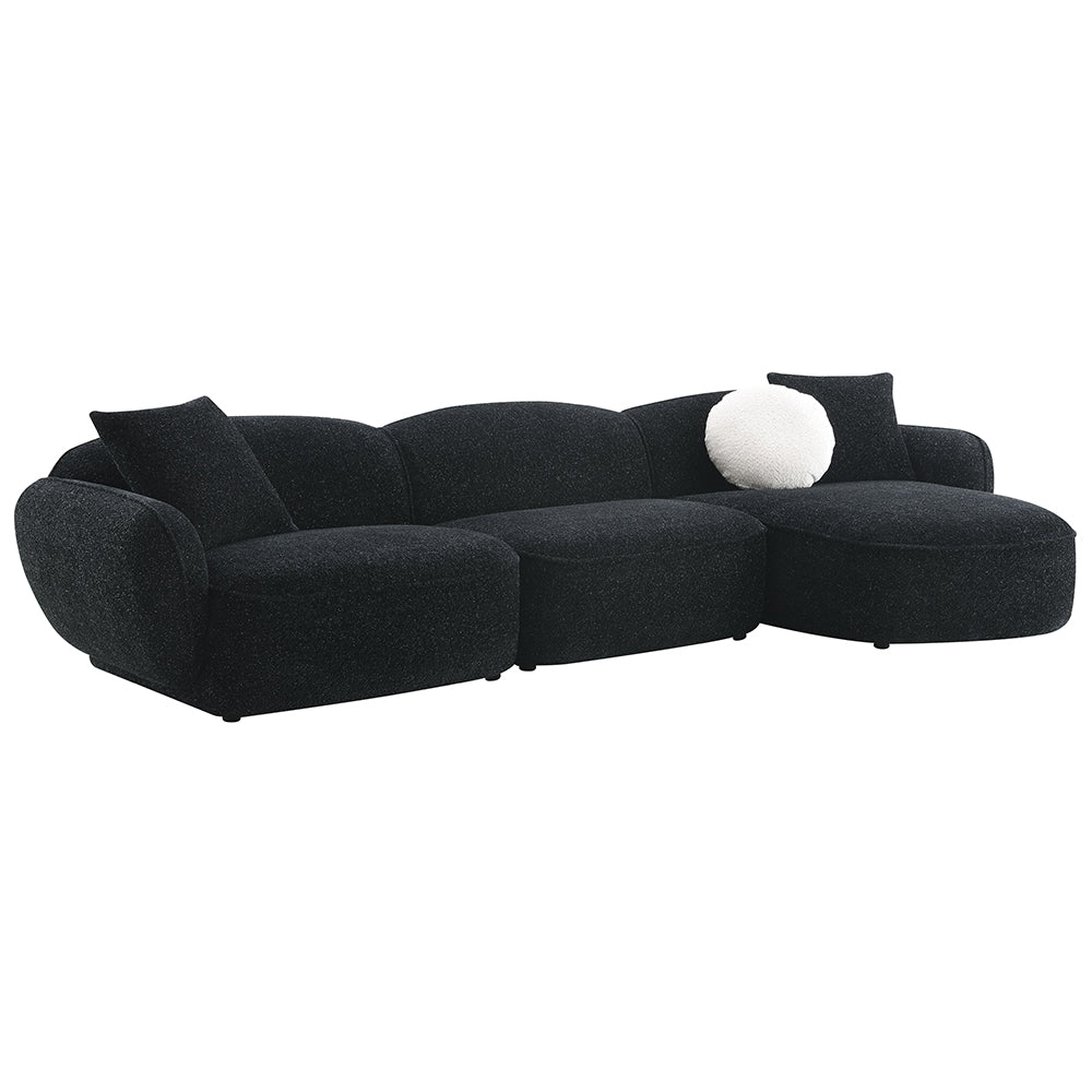 Lucifer Black/White Shimmer Sectional Sofa - Ornate Home