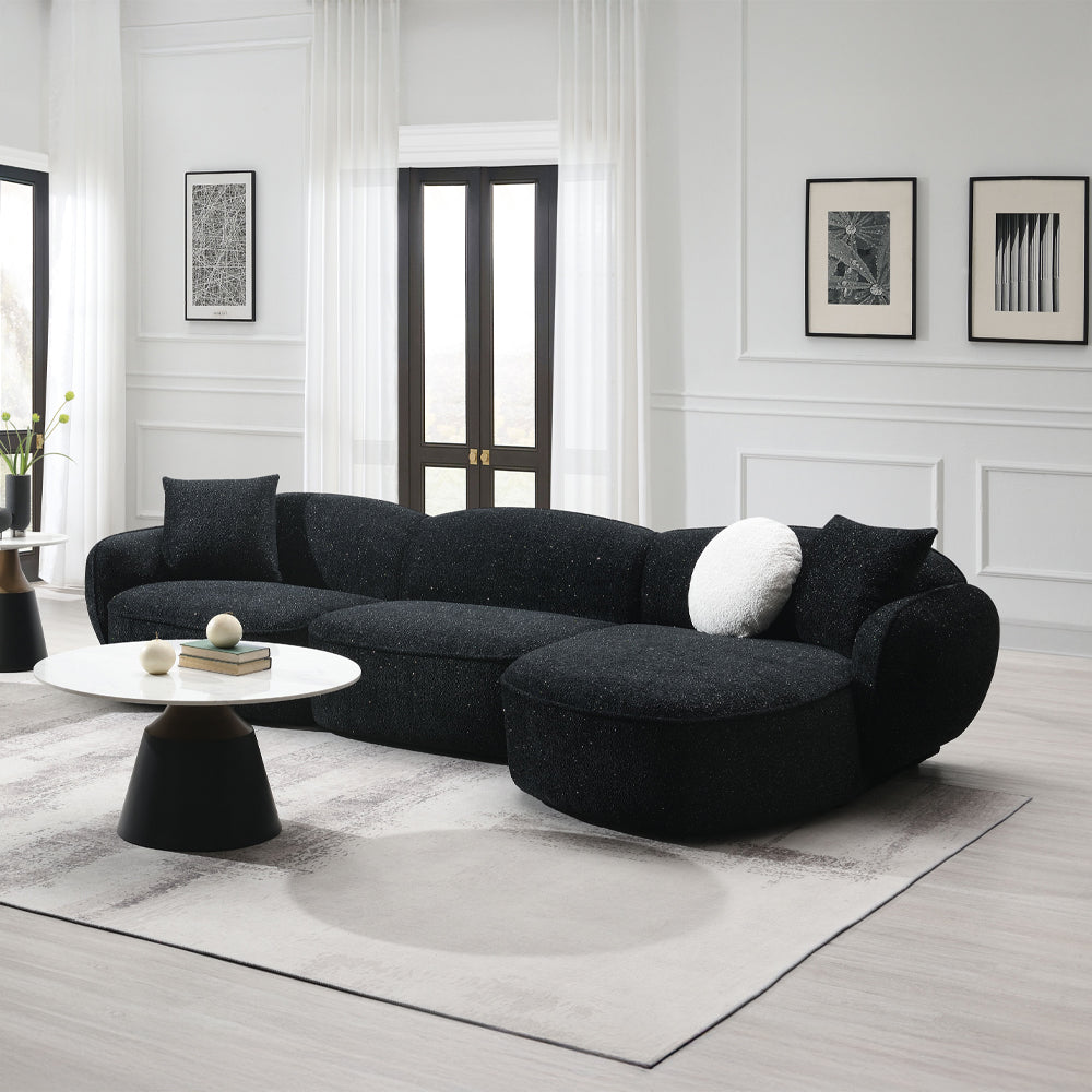 Lucifer Black/White Shimmer Sectional Sofa - Ornate Home