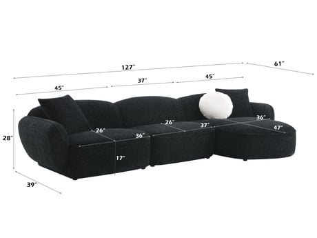 Lucifer Black/White Shimmer Sectional Sofa - Ornate Home