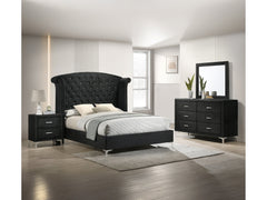 Lucinda Black Upholstered Wingback Panel Bedroom Set - Ornate Home
