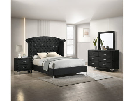Lucinda Black Upholstered Wingback Panel Bedroom Set - Ornate Home