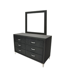 Lucinda Black Upholstered Wingback Panel Bedroom Set - Ornate Home