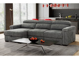 Lucious Gray Double Slider Power Sectional Sofa w/ Storage LAF Chaise - Ornate Home