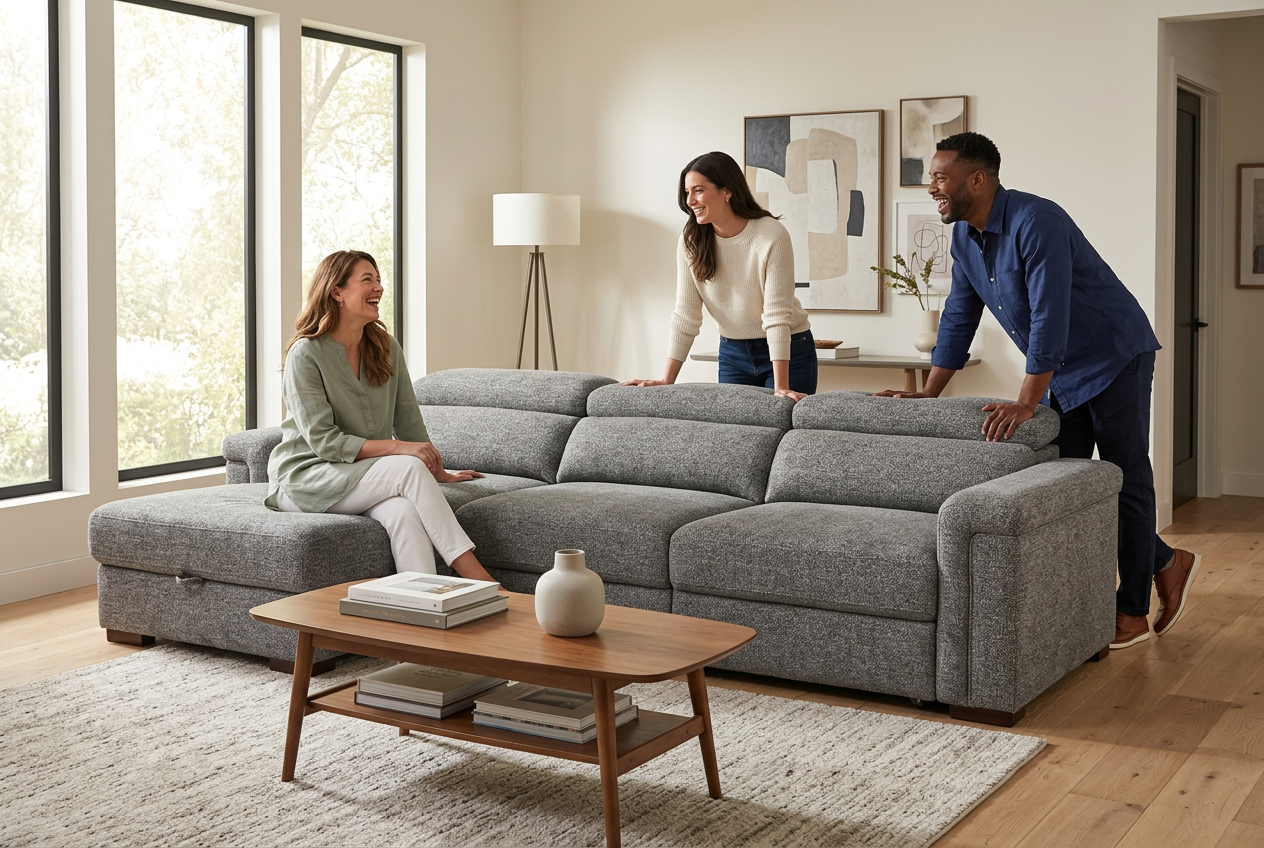 Lucious Gray Double Slider Power Sectional Sofa w/ Storage LAF Chaise - Ornate Home