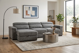 Lucious Gray Double Slider Power Sectional Sofa w/ Storage RAF Chaise - Ornate Home