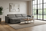 Lucious Gray Double Slider Power Sectional Sofa w/ Storage RAF Chaise - Ornate Home