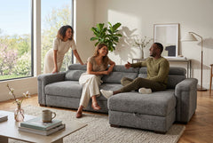 Lucious Gray Double Slider Power Sectional Sofa w/ Storage RAF Chaise - Ornate Home