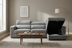 Lucious Gray Double Slider Power Sectional Sofa w/ Storage RAF Chaise - Ornate Home