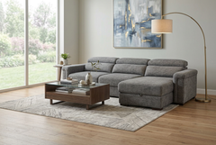 Lucious Gray Double Slider Power Sectional Sofa w/ Storage RAF Chaise - Ornate Home