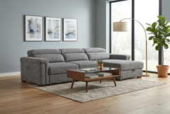 Lucious Gray Double Slider Power Sectional Sofa w/ Storage RAF Chaise - Ornate Home