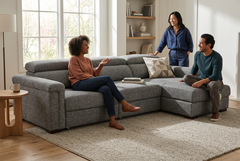 Lucious Gray Double Slider Power Sectional Sofa w/ Storage RAF Chaise - Ornate Home