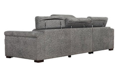 Lucious Gray Double Slider Power Sectional Sofa w/ Storage LAF Chaise - Ornate Home
