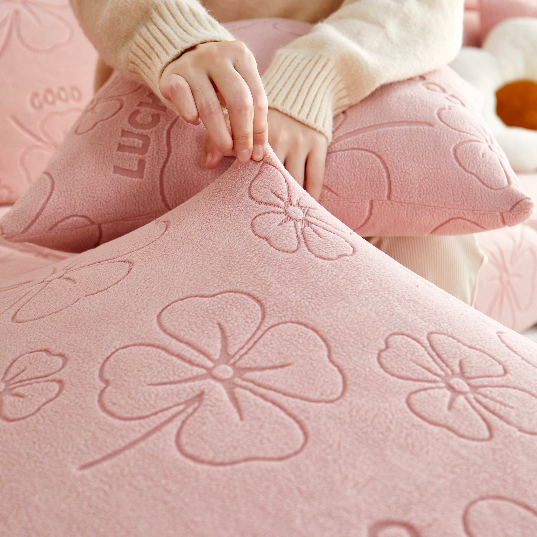 Lucky Clover Slipcover Non-Slip Stretch Jacquard Polar Fleece Sofa Cover for Pets, Cushions, Couches - Ornate Home