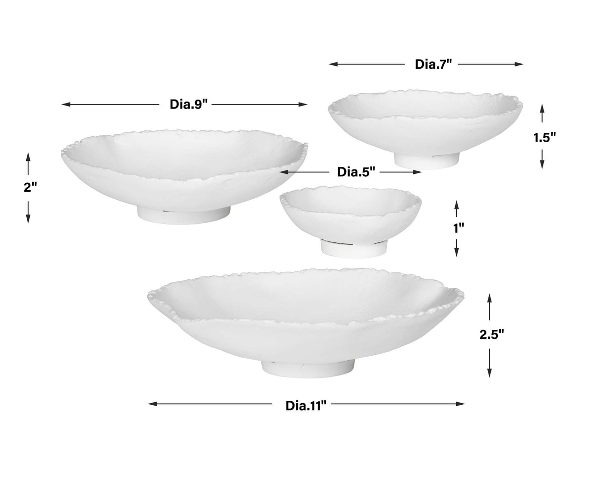 Lucky Coins White Metal Wall Bowls (Set of 4) - Ornate Home