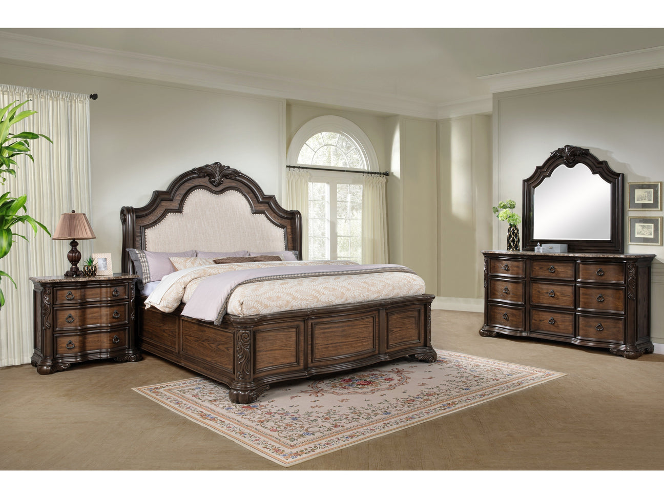 Ludwig Brown Upholstered Panel Bedroom Set - Ornate Home