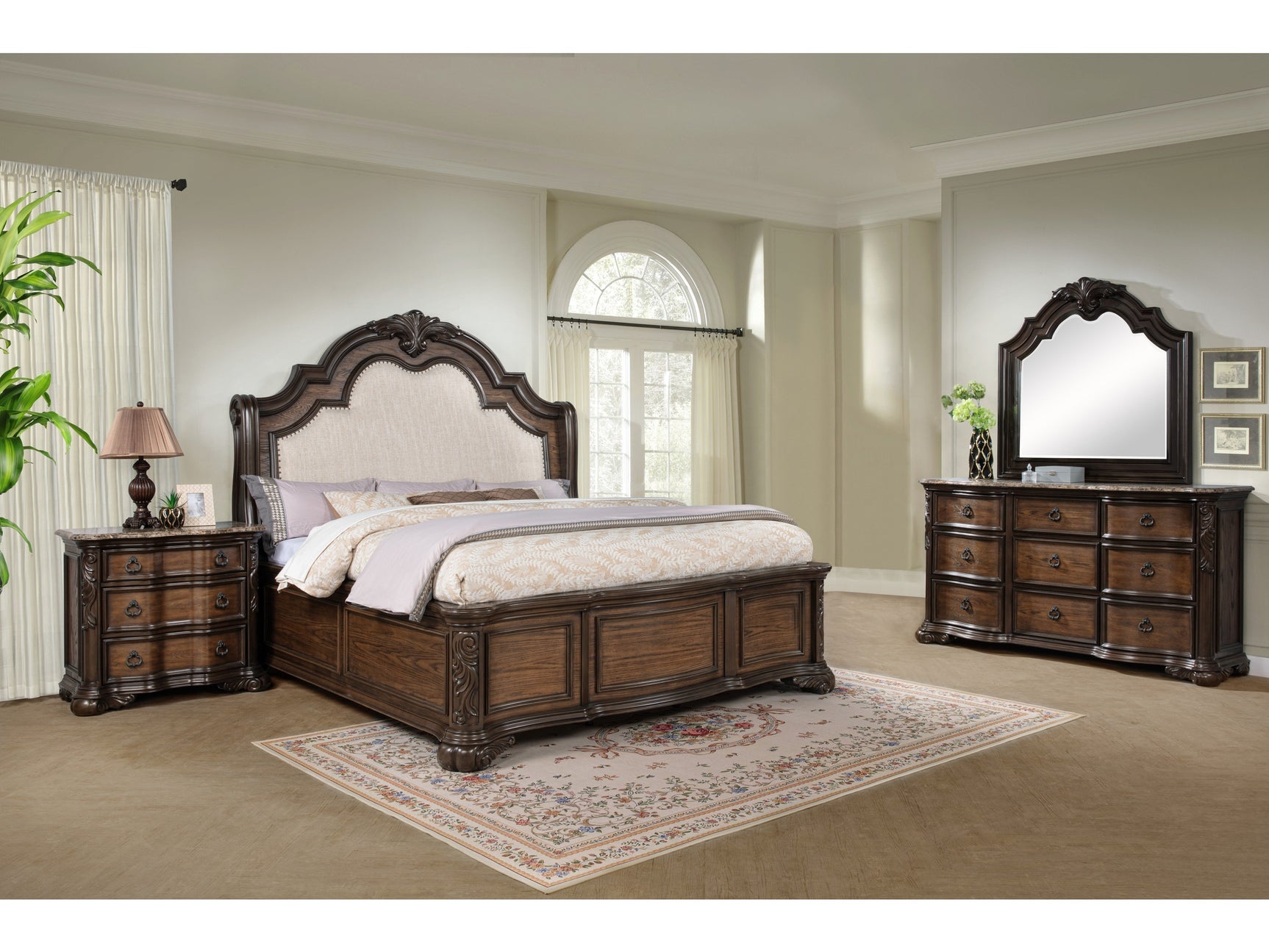 Ludwig Brown Upholstered Panel Bedroom Set - Ornate Home