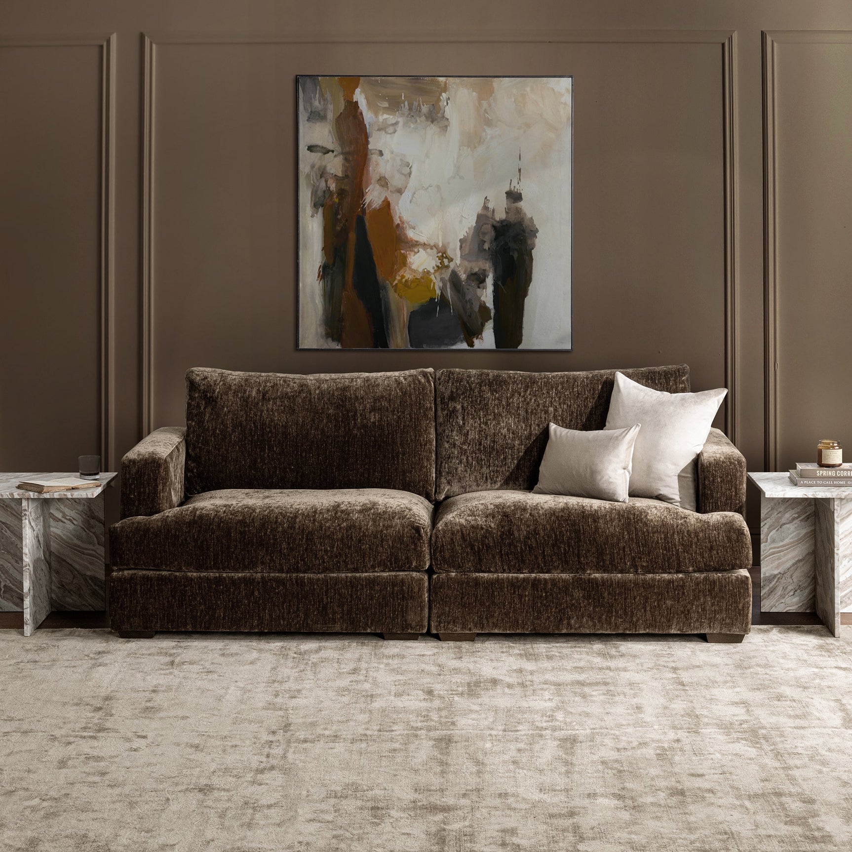 Ludwig Mossed Brown 2pc Sofa - Ornate Home