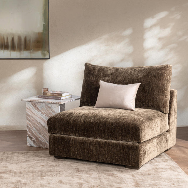 Ludwig Mossed Brown Armless Chair - Ornate Home