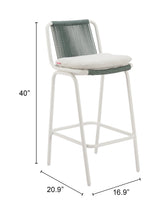 Luft White & Green Barstool (Set of 2)