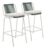 Luft White & Green Barstool (Set of 2)