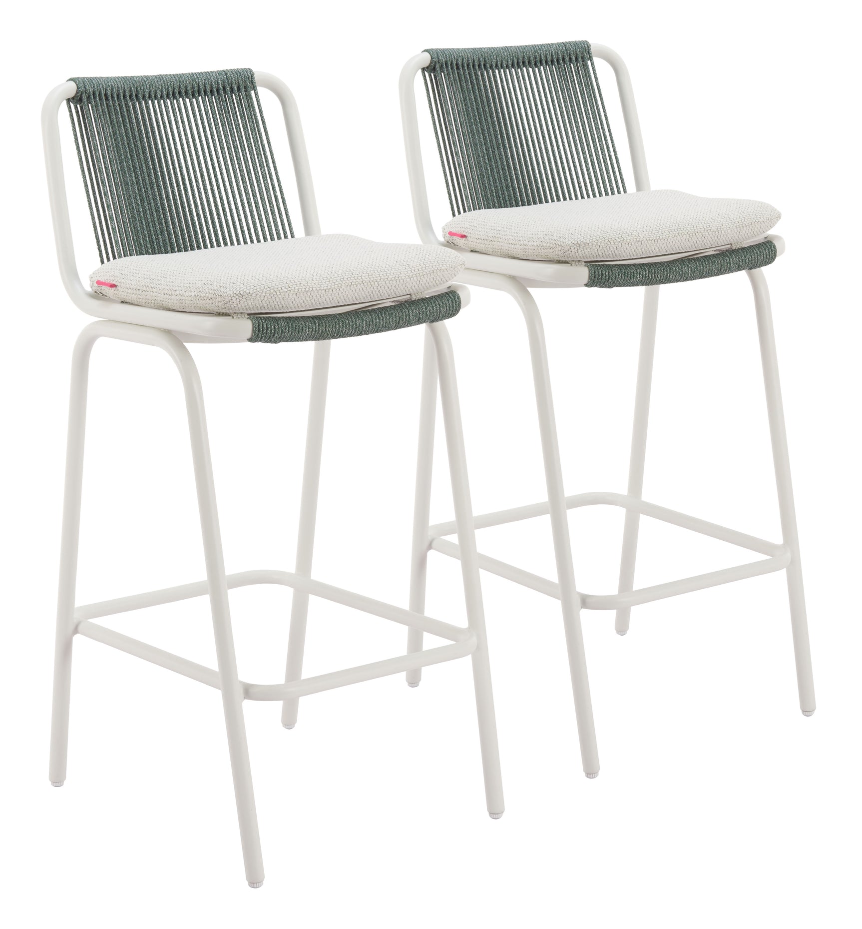Luft White & Green Barstool (Set of 2)