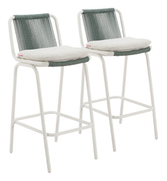 Luft White & Green Outdoor Barstool (Set of 2) - Ornate Home