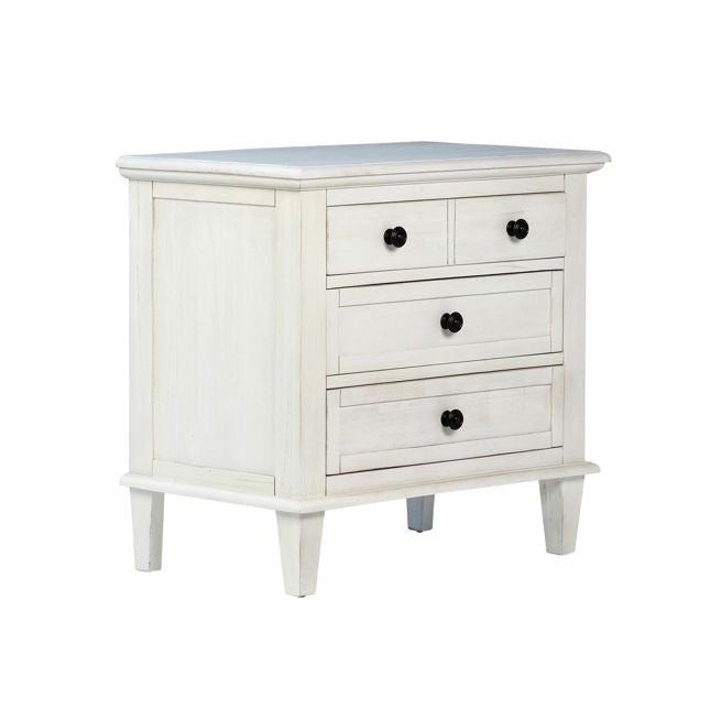 Lugano Whitewash 3-Drawers Nightstand - Ornate Home