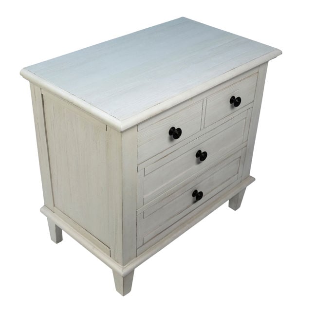Lugano Whitewash 3-Drawers Nightstand - Ornate Home