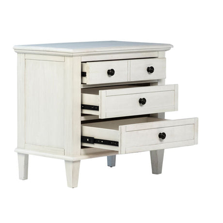 Lugano Whitewash 3-Drawers Nightstand - Ornate Home