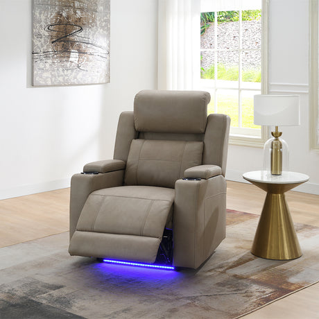 Lugo Camel Leather Aire Power Motion Recliner w/Cup Holder - Ornate Home