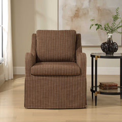 Luisa Brown Pinstripe Swivel Chair - Ornate Home