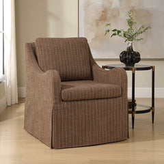 Luisa Brown Pinstripe Swivel Chair - Ornate Home