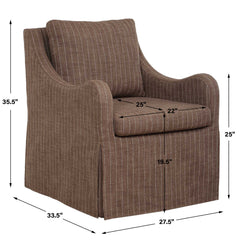 Luisa Brown Pinstripe Swivel Chair - Ornate Home